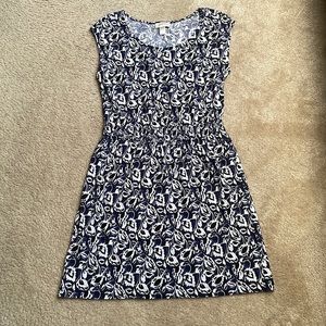 LOFT floral Print Blue & white Tunic Dress Size